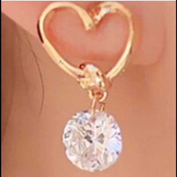 Gold Hearts with Quartz  - Picture 2 of 10